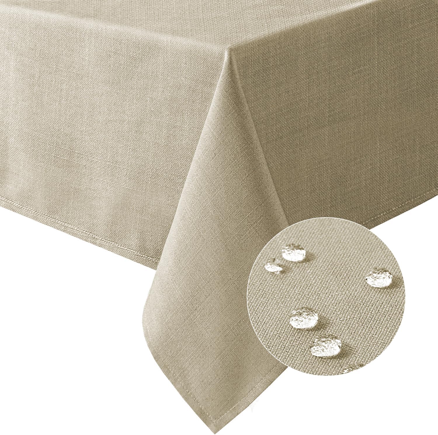 Linen Textured Table Cloths 60 x 120 Inch Premium Solid Tablecloth Spill-Proof Waterproof Cover for Dining Buffet Feature Extra Soft and Thick Fabric Wrinkle Free, Taupe 120" 60" (Rectangular)