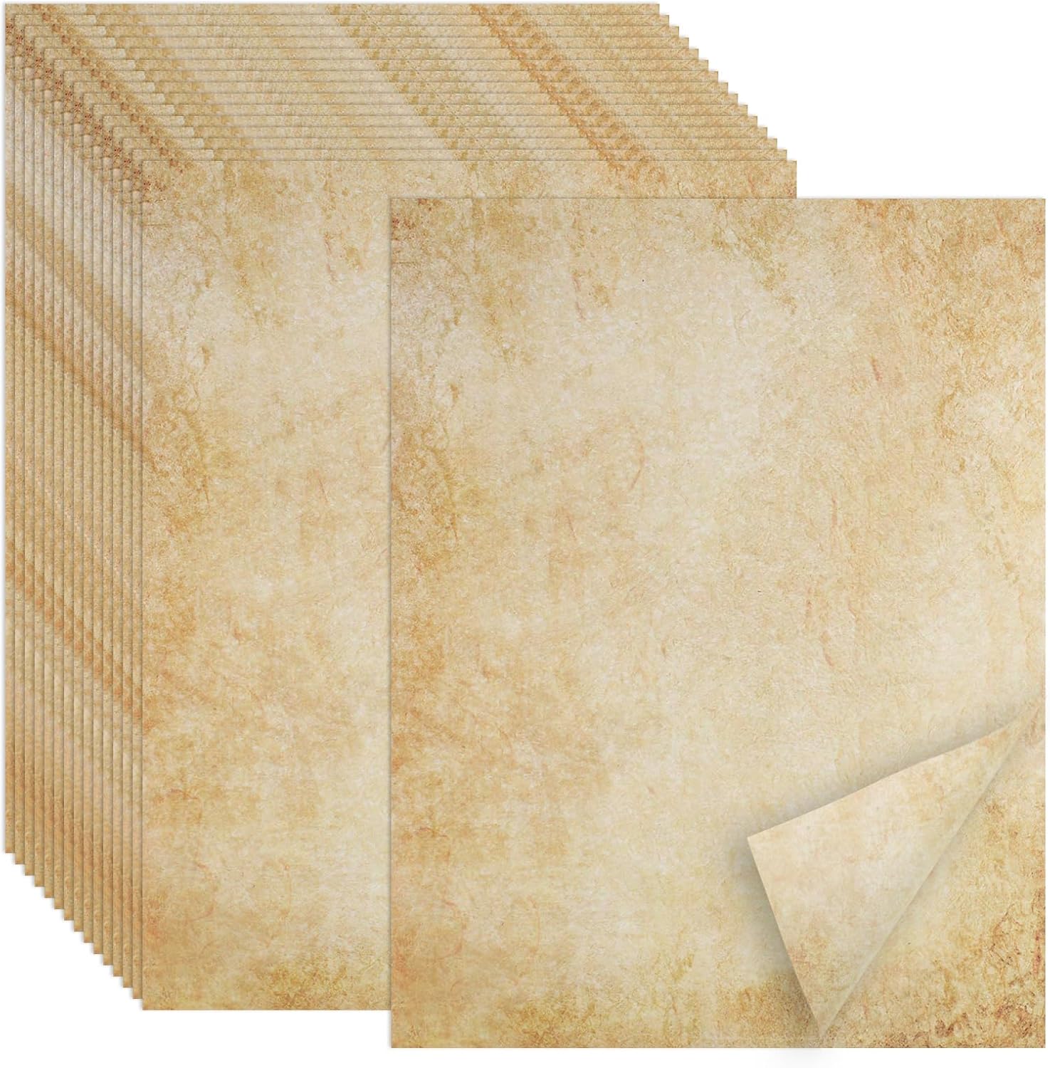 70PCS Vintage Paper 8.5 x 11 in Parchment paper for Writing Letter writing Paper, Decorative Printer Invitation, Letter, Resume, Award, Diploma, Art, Craft, Certificate Antique vintage -