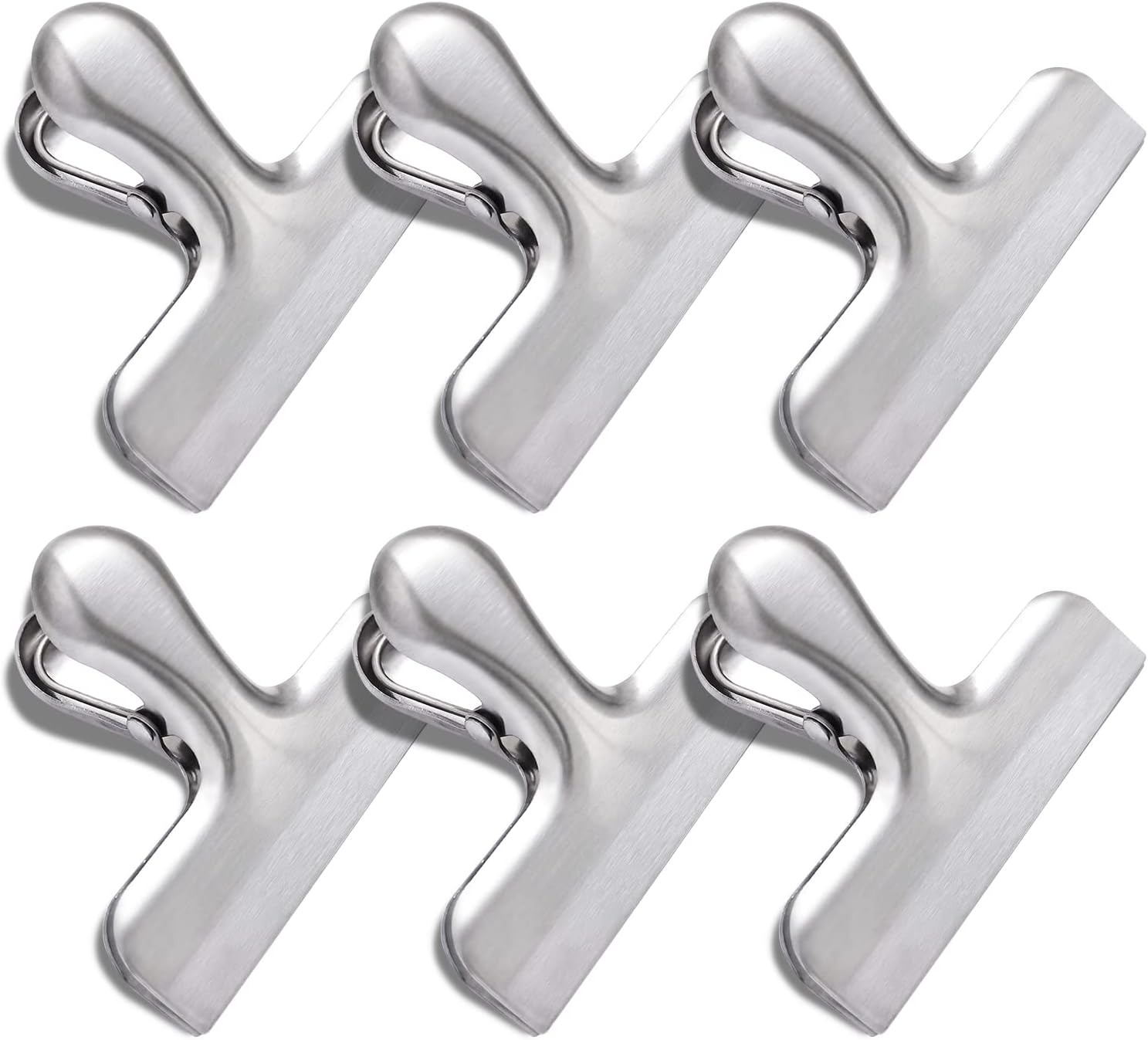 6 Pack Bag Clips, Stainless Steel Chip, Chip Clips Food Clip, Heavy Duty Air Tight Seal Kitchen Clip Snack Clamp Sliver Packs