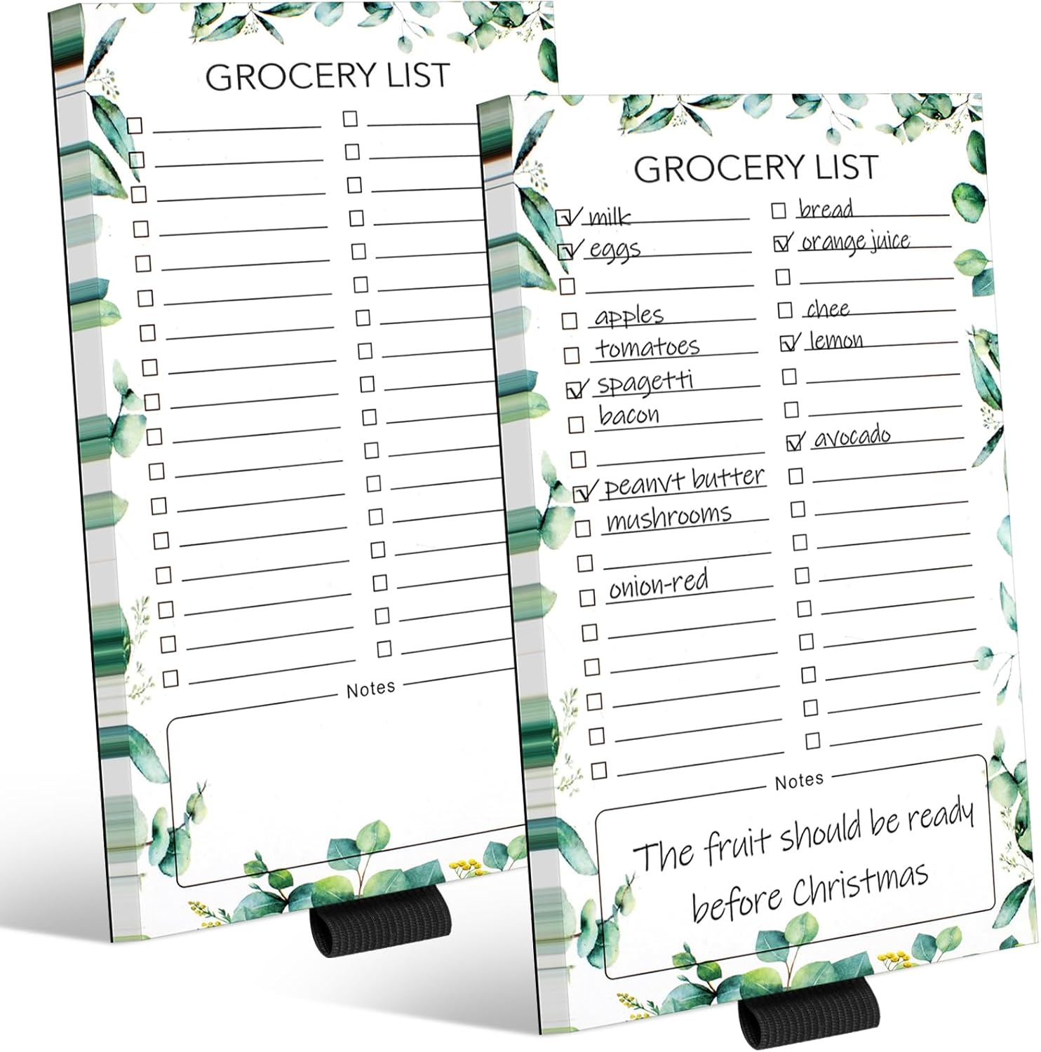 2 PCS Magnetic Grocery List Pads for Fridge, 4.5x7.5 Inches Note Pad Magnet Refridge, Magnetics Notepads, Shopping Lists, 60 Pages Per Notepad -