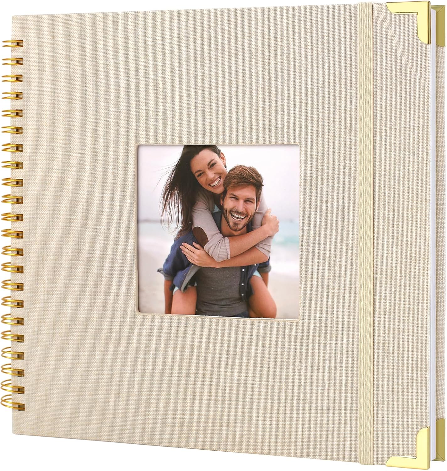 Scrap Book Album 80 Pages, 8 x Inch Hardcover Linen Cover Memory Book, DIY Scrapbook Photo for Wedding, Anniversary Family, Handicraft Projects (Beige) -