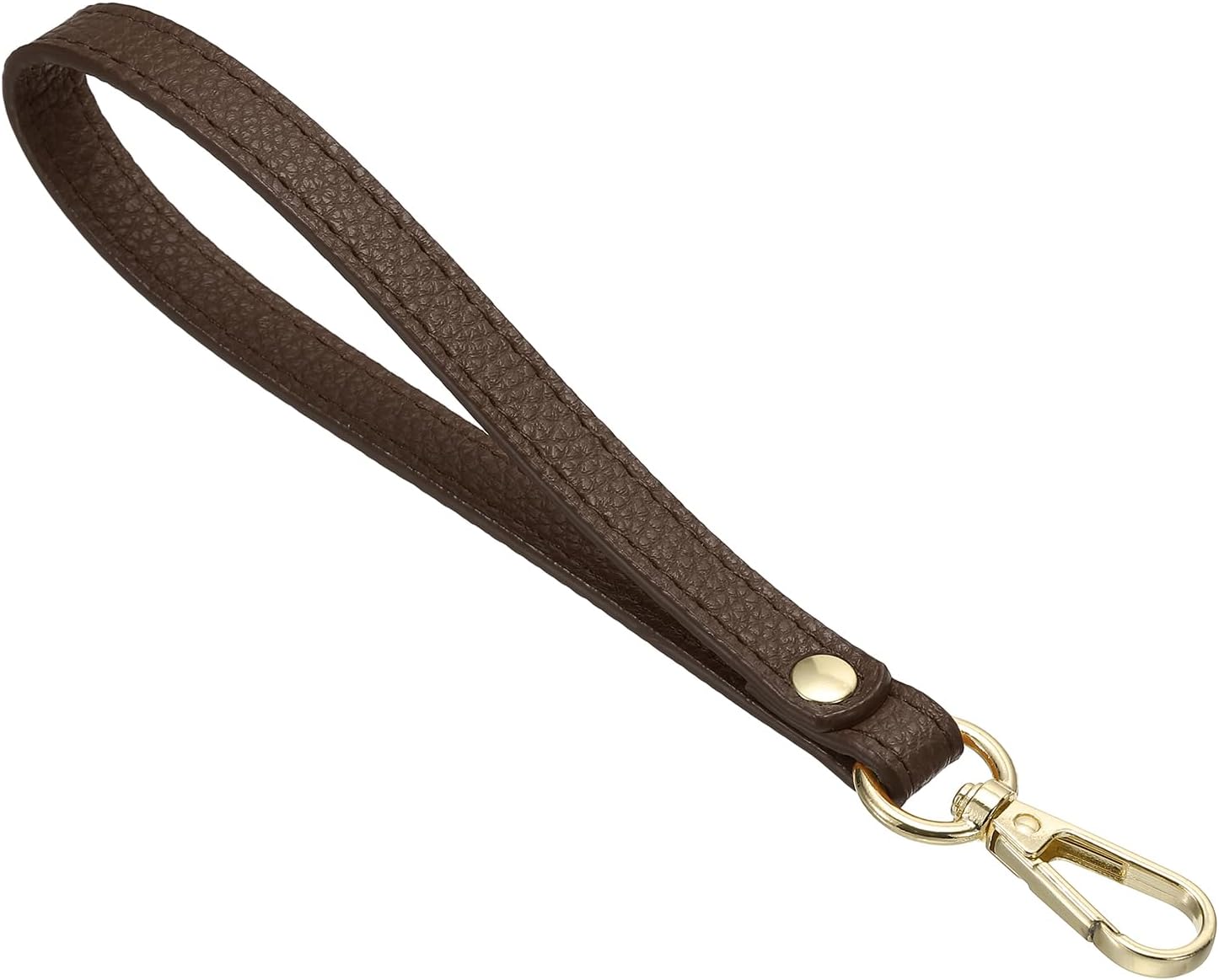 PU Leather Keychain with Metal Key Ring Lock, for Wallet Purse Gold, Brown -