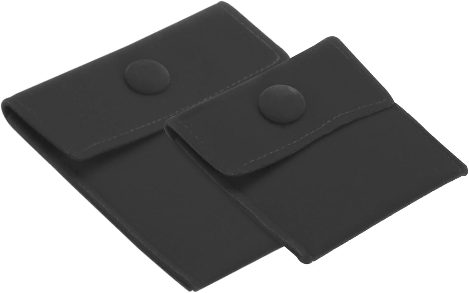 Jewelry Pouch, 2 Pack Soft Velvet Pouches with Snap Button Portable Storage for Rings Necklace Bracelet Earring Watch, Black(3x3, 4x4) Black -