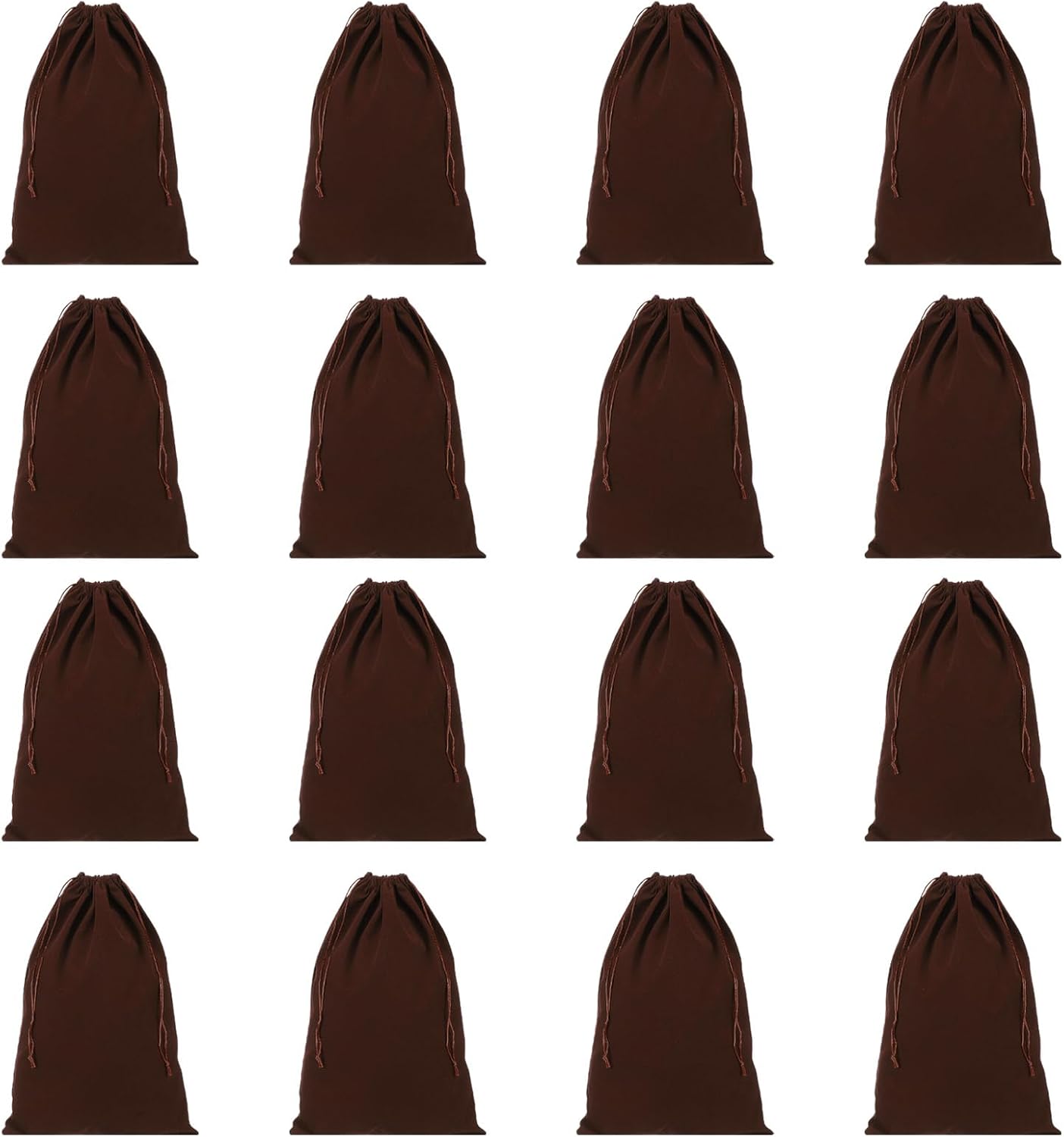 Shoe Dust Bag, 16 Pack Duster Flannel Shoes Pouch with Drawstring Washable Breathable Travel Bags for Home Luggage Storage, 12x17" Brown -