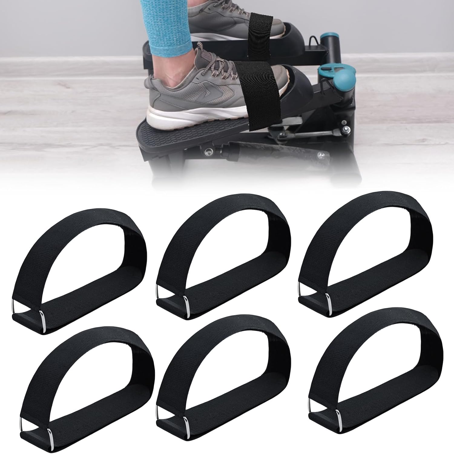 Adjustable Pedal Straps for Ellipse Leg Exerciser Machine, Feet Strap Under The Desk Training Fitness Home Office Sports Accessories Fit Foot Prevent Slipping Black -