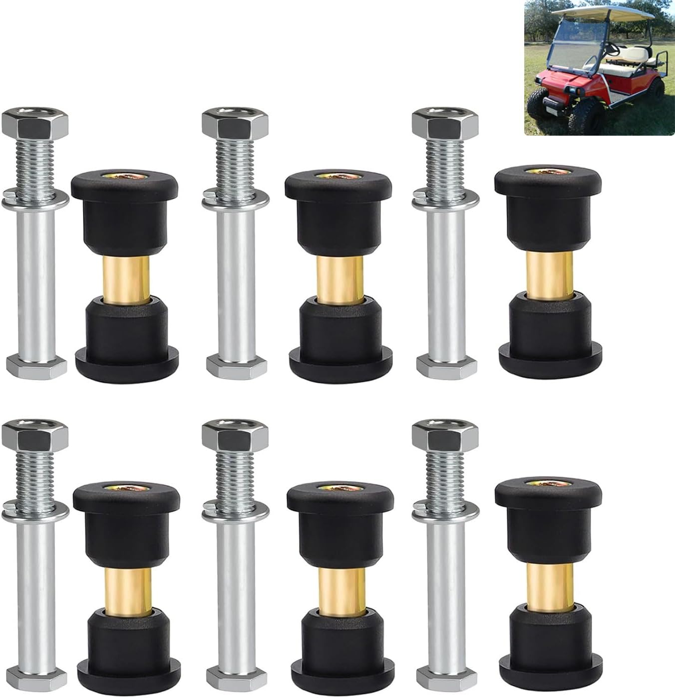 Rear Leaf Spring for Club Car DS, Polyurethane Bushing and Sleeve Screw Kit DS 1992-Up Golf Carts, OEM 1015583 1012303 8755 -