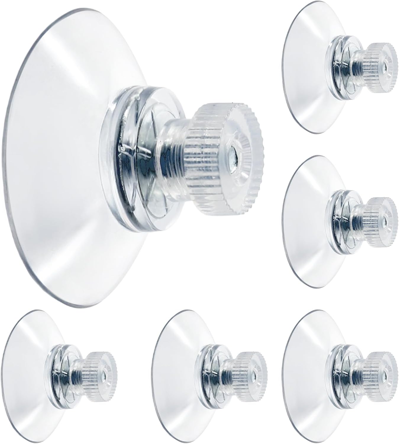 Biaungdo 6 Pack 32mm Suction Cups with Screws Nut, Clear PVC Sucker Pads Holder, Plastic Strong Sucker Suction Cup Holder for Window, Bathroom Wall, Car Shade, Home Decoration
