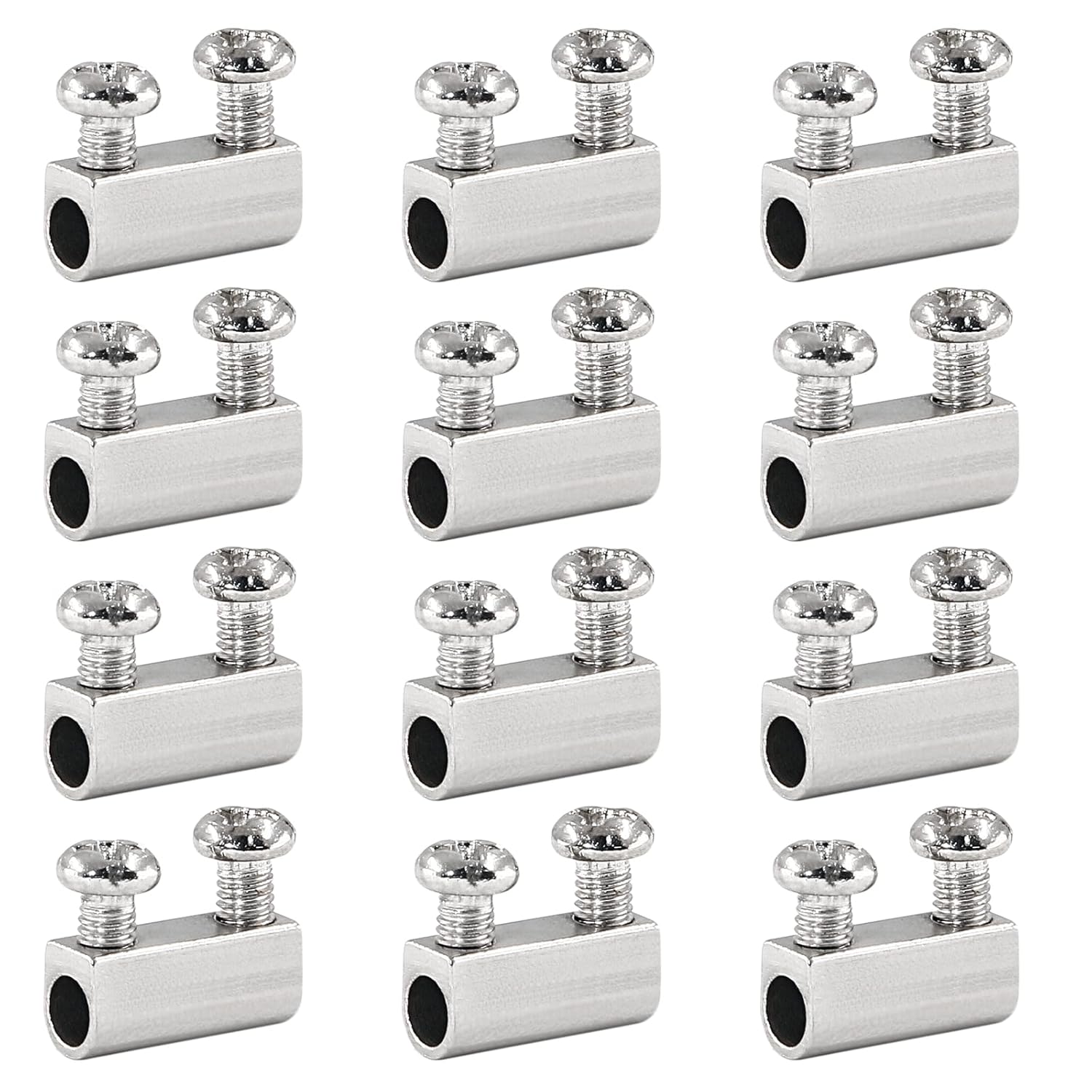 Biaungdo 12 Pcs Stainless Steel Wire Rope Cable Clamp, Adjustable New Upgrade Double Hole Wire Rope Clamp Fastener