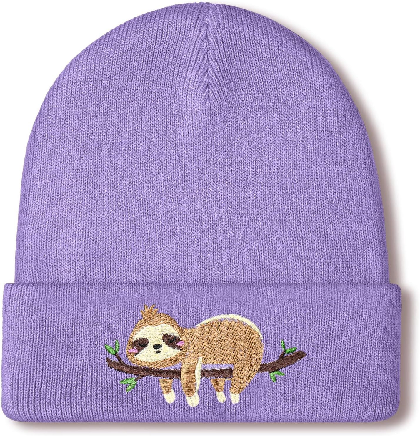 Sloth Beanie Winter Purple Hat or Women Cute Sloth Knitted Cap Winter Crochet Hat Gits or Women Animal Lovers