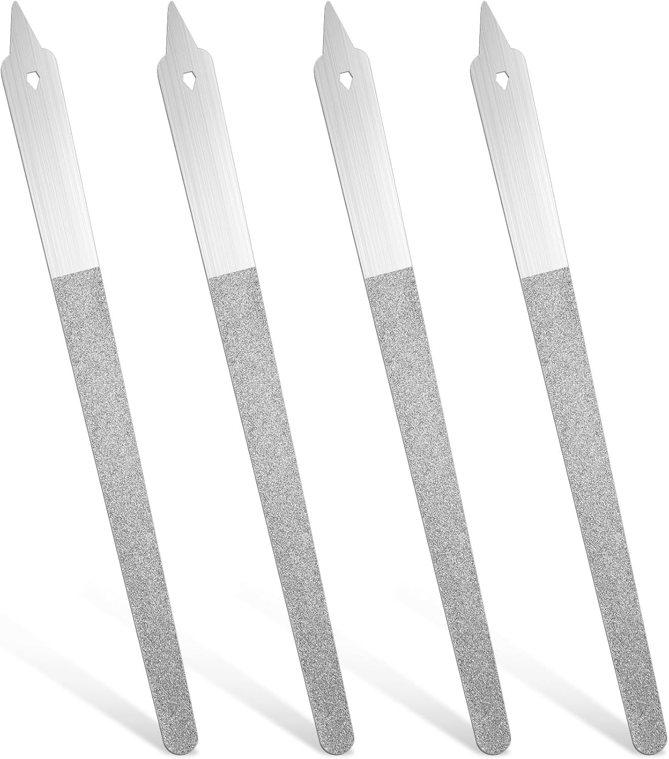 4PCS Diamond Dust Nail File, 6 inch Stainless Steel Diamond Nail File for Salon Home