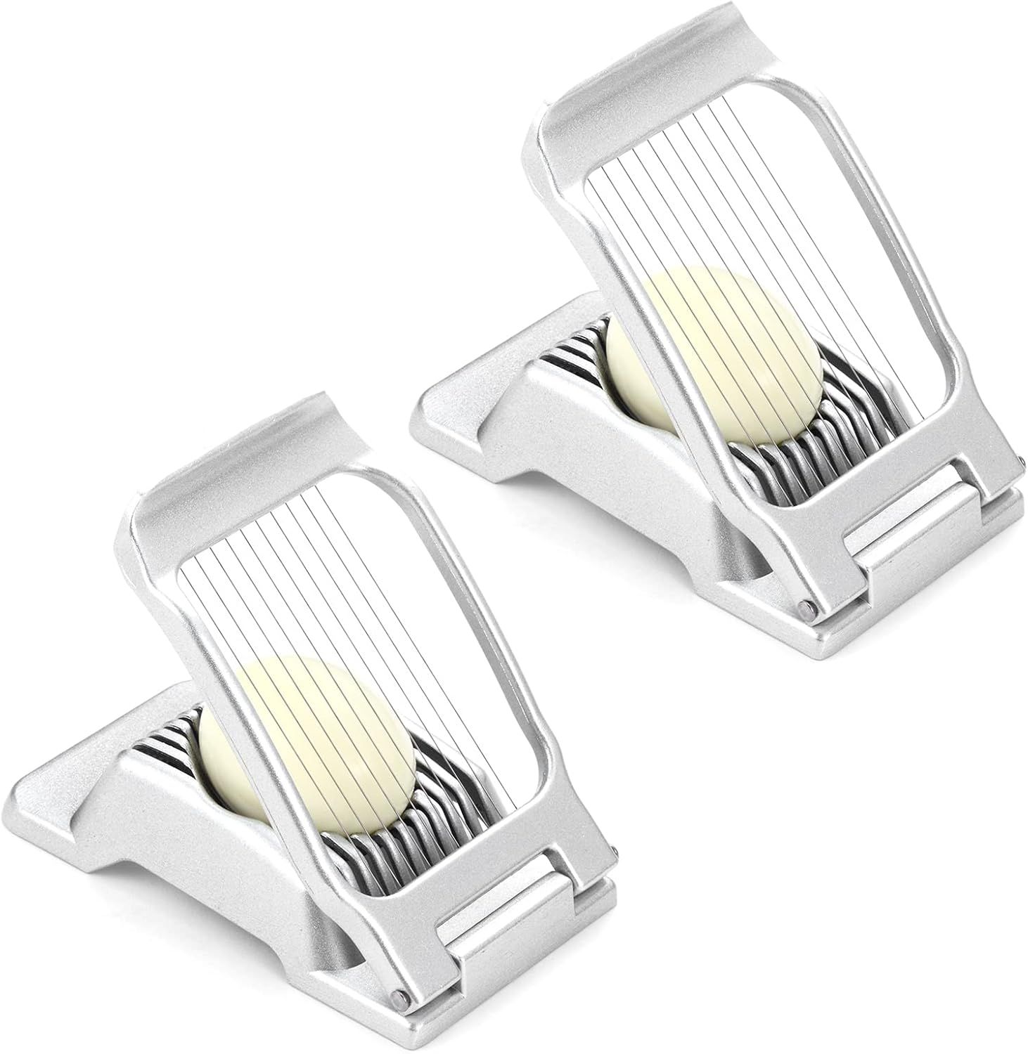 2 Packs Egg Slicer,Strawberry Slicers, Stainless Steel Wire Egg Slicer for Hard Boiled Eggs, Heavy Duty Aluminum Base Metal Egg Cutter for Egg Strawberry Soft Fruit & Food, Dishwasher Safe