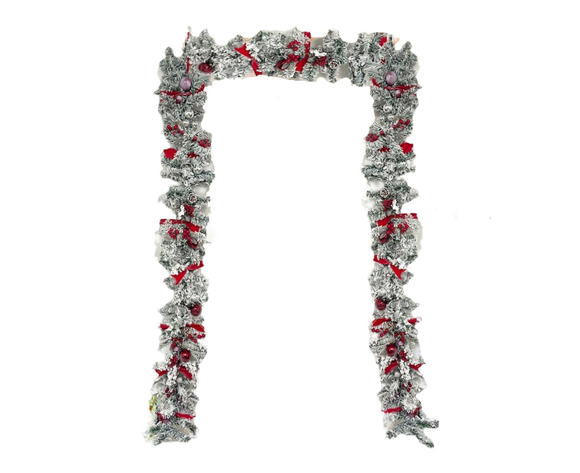 Christmas Artificial Wreath Red Bowknot Ribbon Garland-E