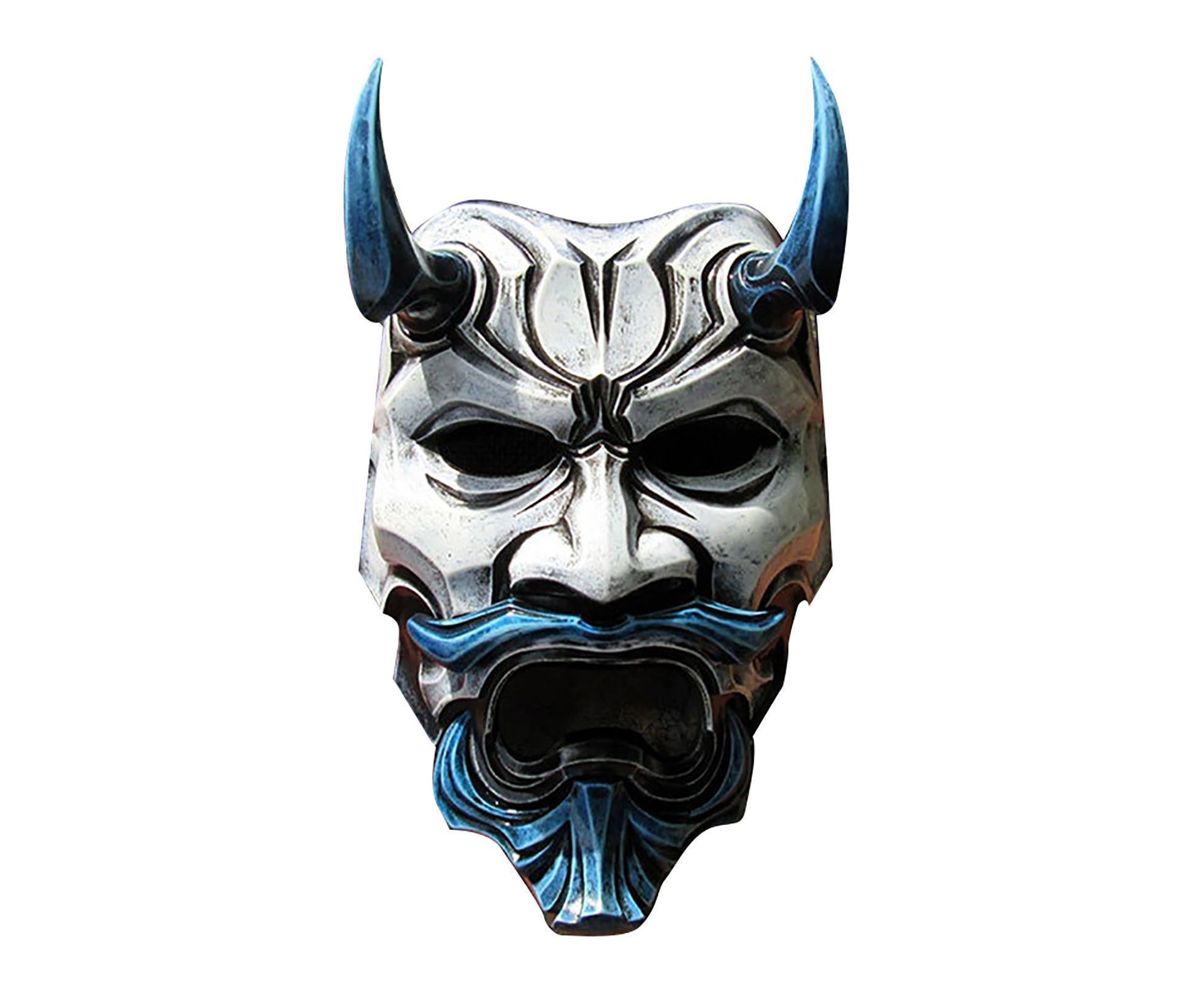 Samurai Uncle Oni Latex Mask Halloween Cosplay Props Horror Theme Decoration Toys for Uncle Oni Mask Latex