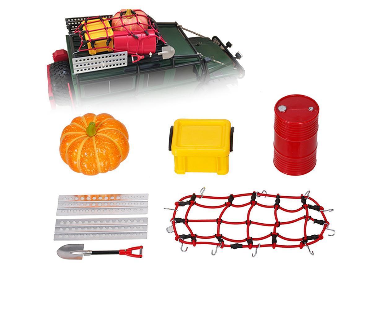 6Pcs Mini Luggage Rack Net Oil Tank Shovel Decoration for 1/10 RC 4WD Car Multicolor
