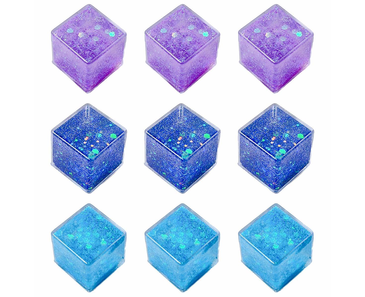 9Pcs Calming Relaxing Water Toy For Boy and Girls And Adults, Home Office Desk Decor, Dynamic Sand, Purple+Dark Blue+Light Blue, 2.6*2.6*2.6cm