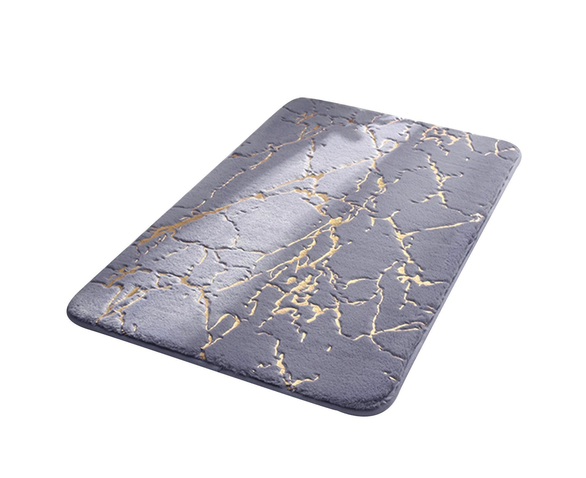 Floor Mat Anti-slip Water Absorbent Polyester Rectangular Door Carpet Cushion for Daily Use-Grey 50*80cm