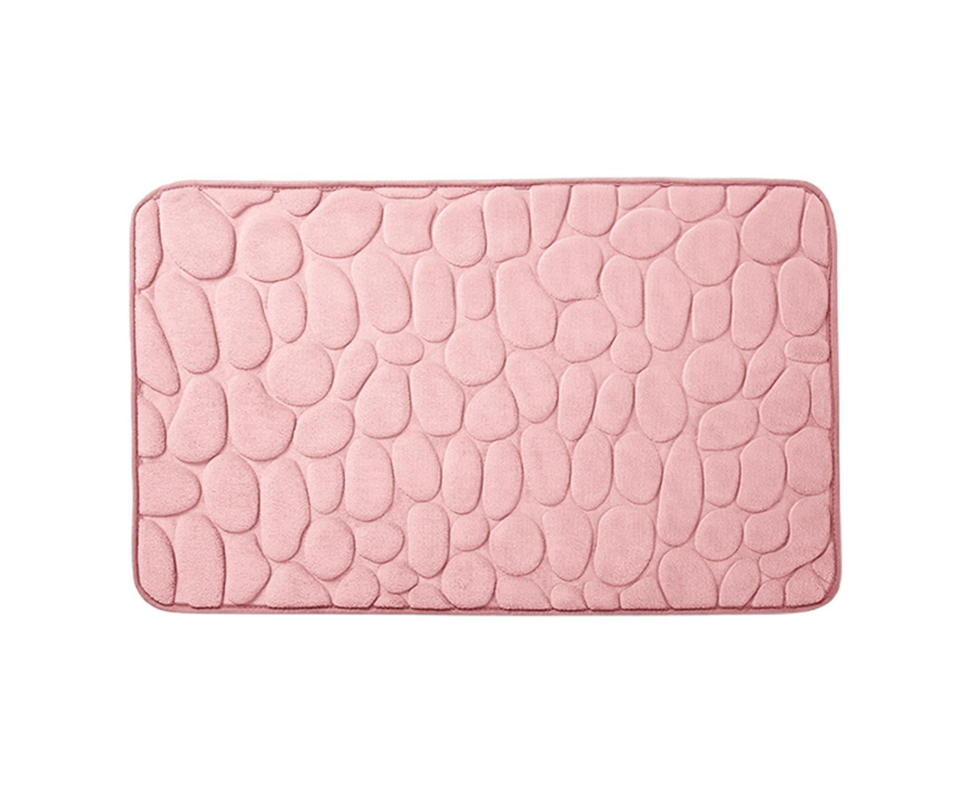 Floor Rugs Easy Clean Water Absorbent Solid Color Anti-slip Entrance Door Bath Mat for Home-Pink 50*80cm