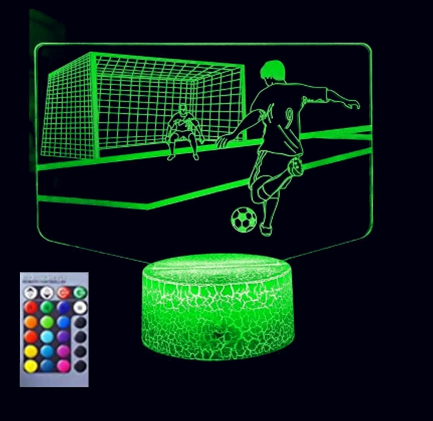 3D Football Soccer Night Light Table Desk Optical Illusion Lamps 16 Color Changing Lights LED Table Lamp Xmas Home Love Birthday babies babies Gift