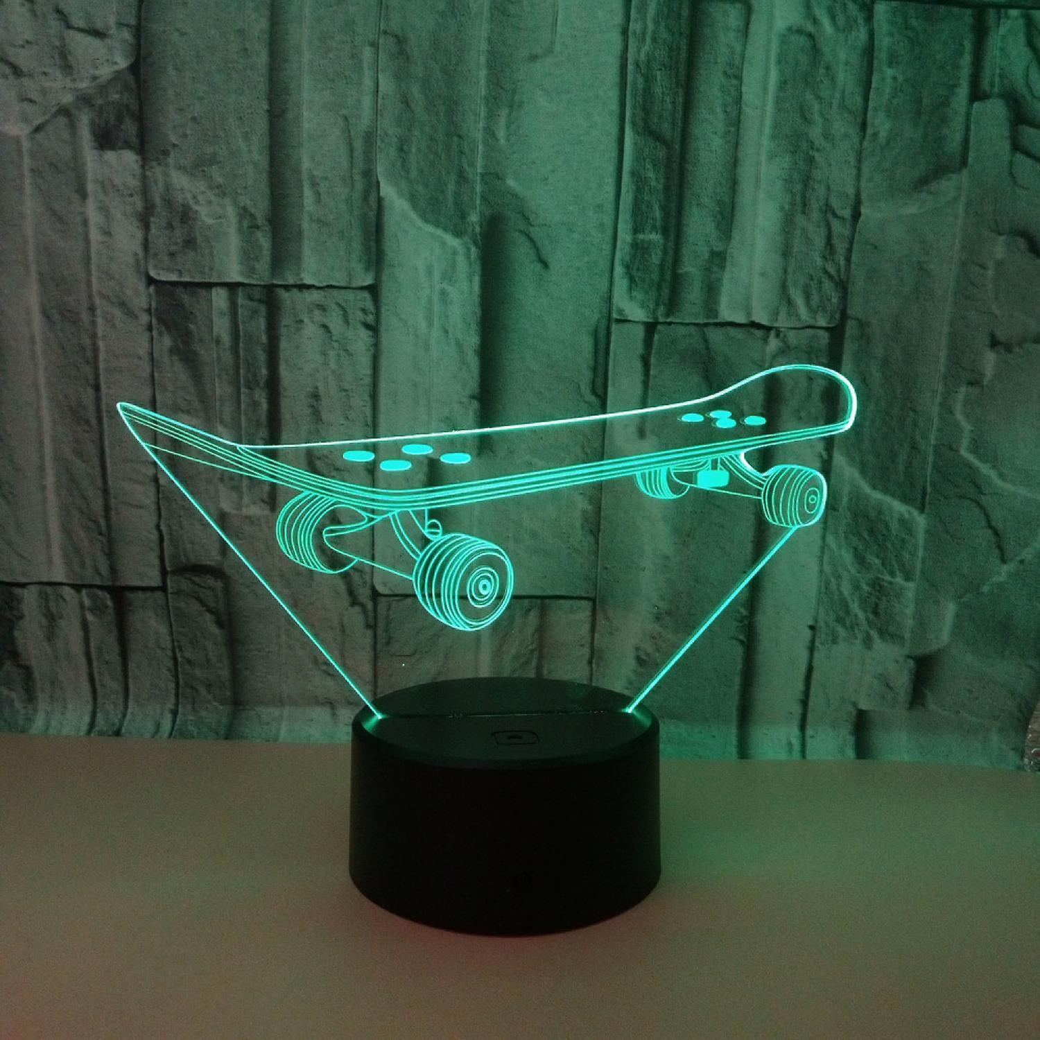 3D Optical Illusion Skateboard Sensor Night Light