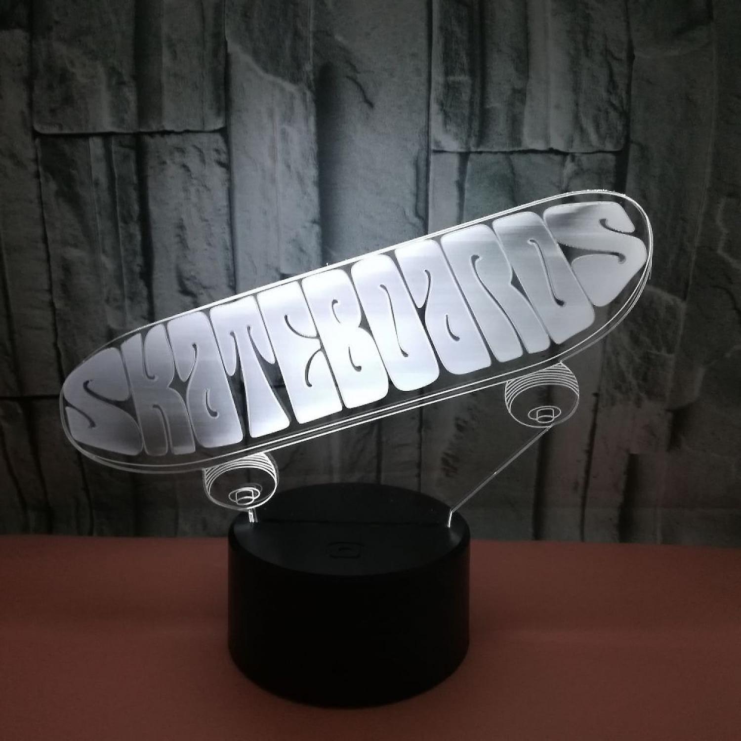 3D Optical Illusion Skateboard Sensor Night Light