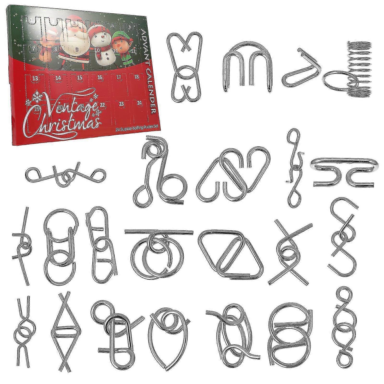24pcs Christmas Calendar Blind Box Ring Puzzle Iq Toy Puzzle Mind Game Babies Gift