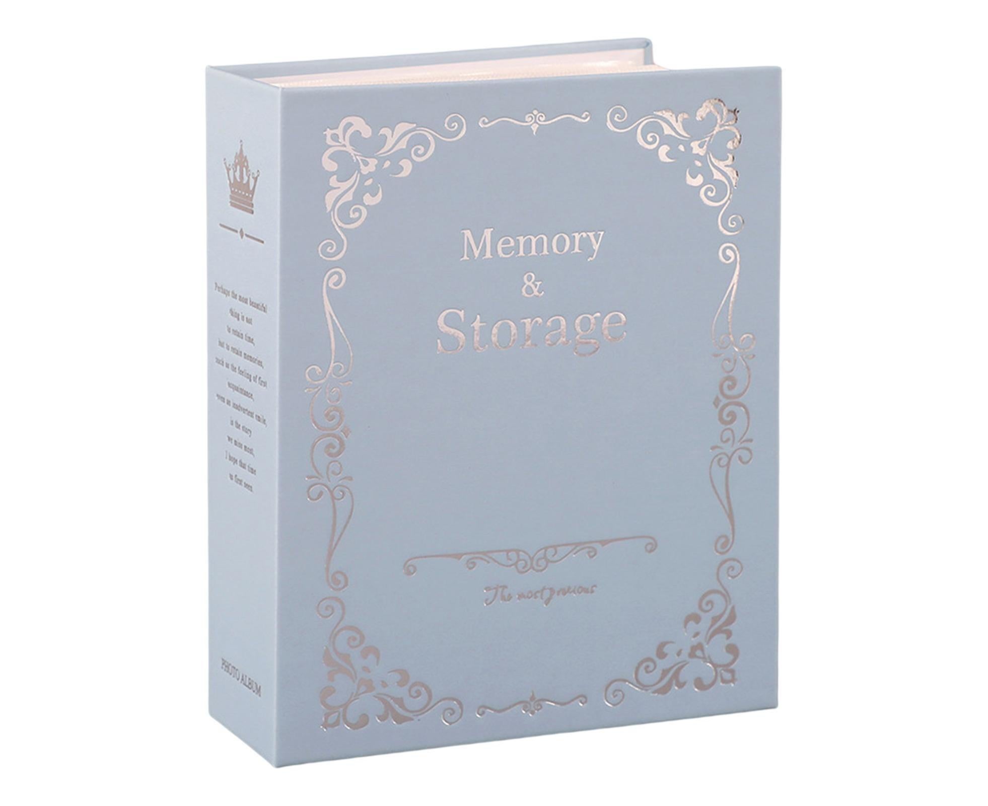6 Inch Photo Album Bronzing Design Antiging Inserted Type Storing 100 Pockets Family Memory DIY Vintage Picture Album Book Home Supplies - Blue