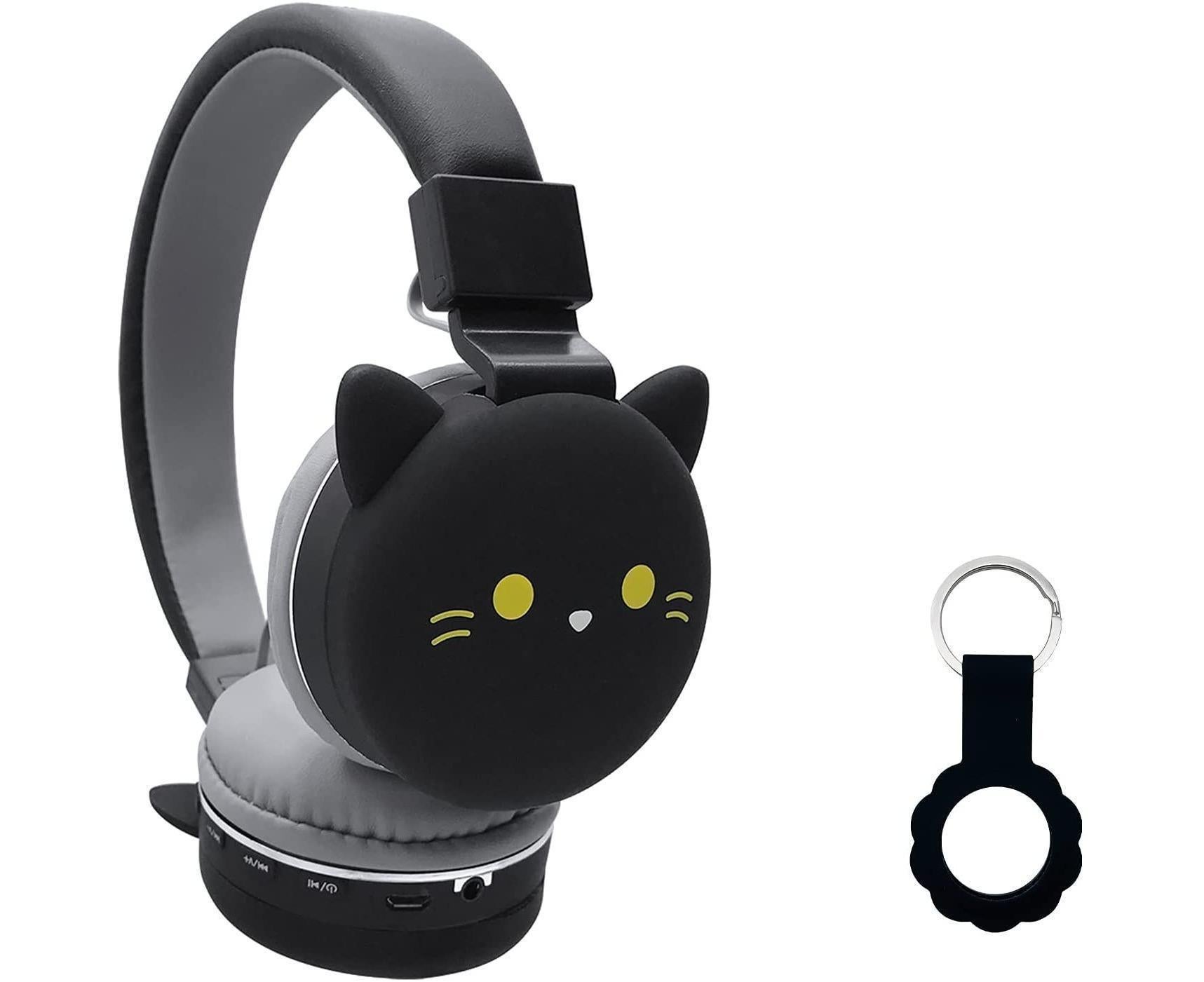 Cartoon Wireless Headphones - Stereo Sound - Cute Black Cat Headphones for babies