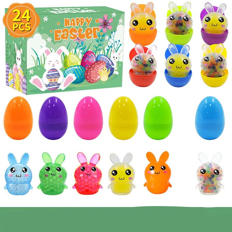 24pcs Prefilled Easter Eggs, Rabbit Toy Filled Easter Eggs, Easter Toy Holiday Basket Stuffers