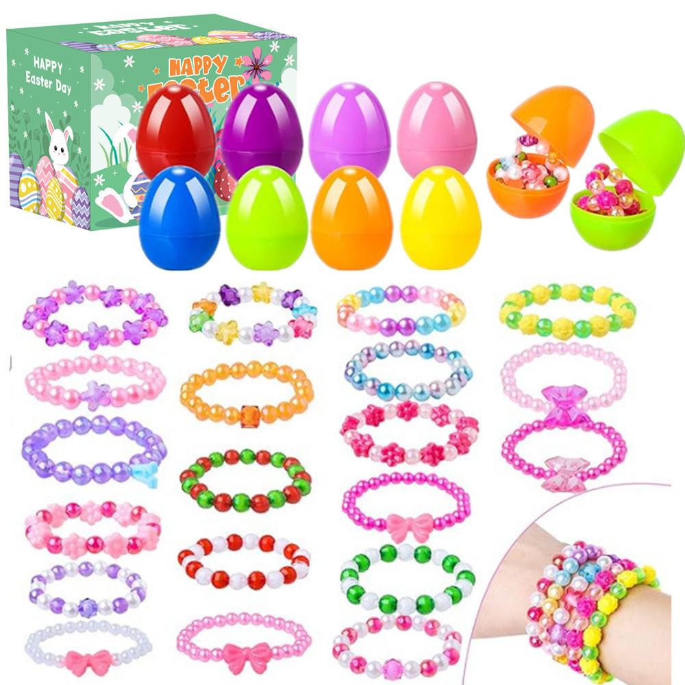 12pcs Prefilled Easter Eggs, Bracelet Filled Easter Eggs, Easter Toy Holiday Basket Stuffers
