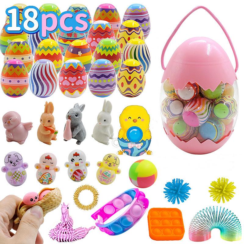 18pcs Prefilled Easter Eggs, Toy Filled Easter Eggs, Easter Toy Holiday Basket Stuffers
