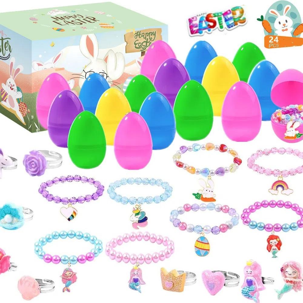 24pcs Prefilled Easter Eggs, Jewelry Toy Filled Easter Eggs, Easter Toy Holiday Basket Stuffers