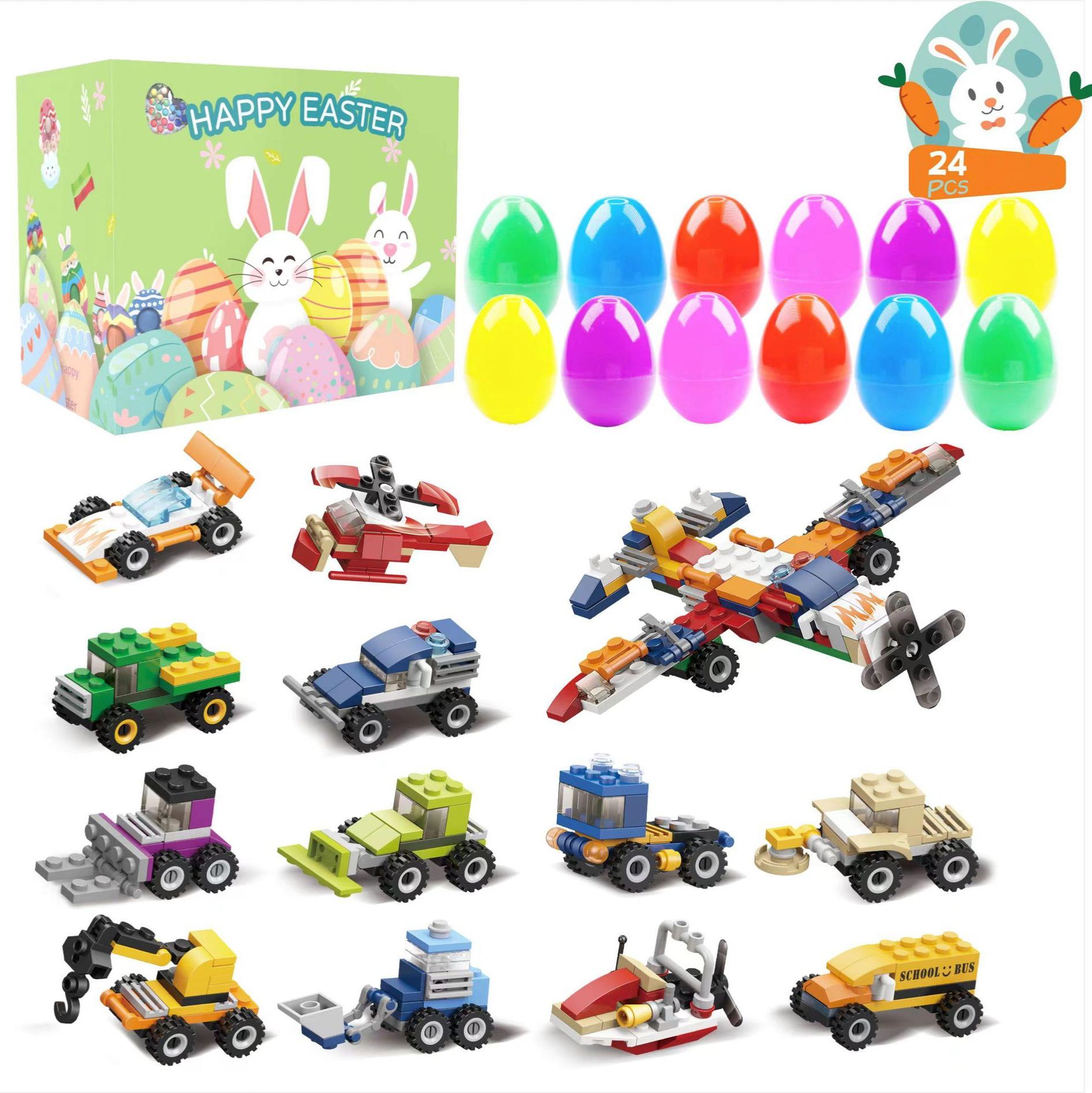 24pcs Prefilled Easter Eggs, Car Toy Filled Easter Eggs, Easter Toy Holiday Basket Stuffers