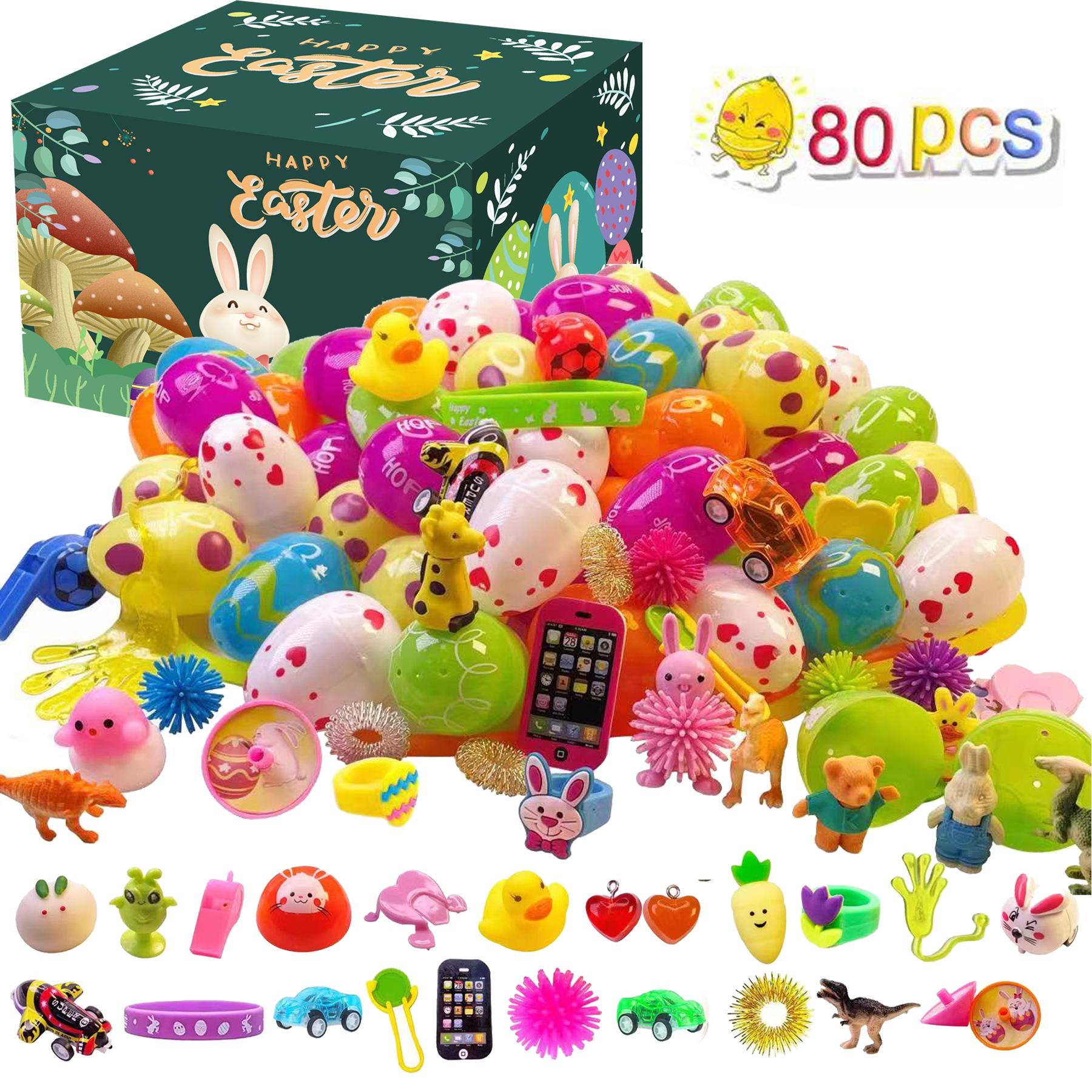 80pcs Prefilled Easter Eggs, Toy Filled Easter Eggs, Easter Toy Holiday Basket Stuffers