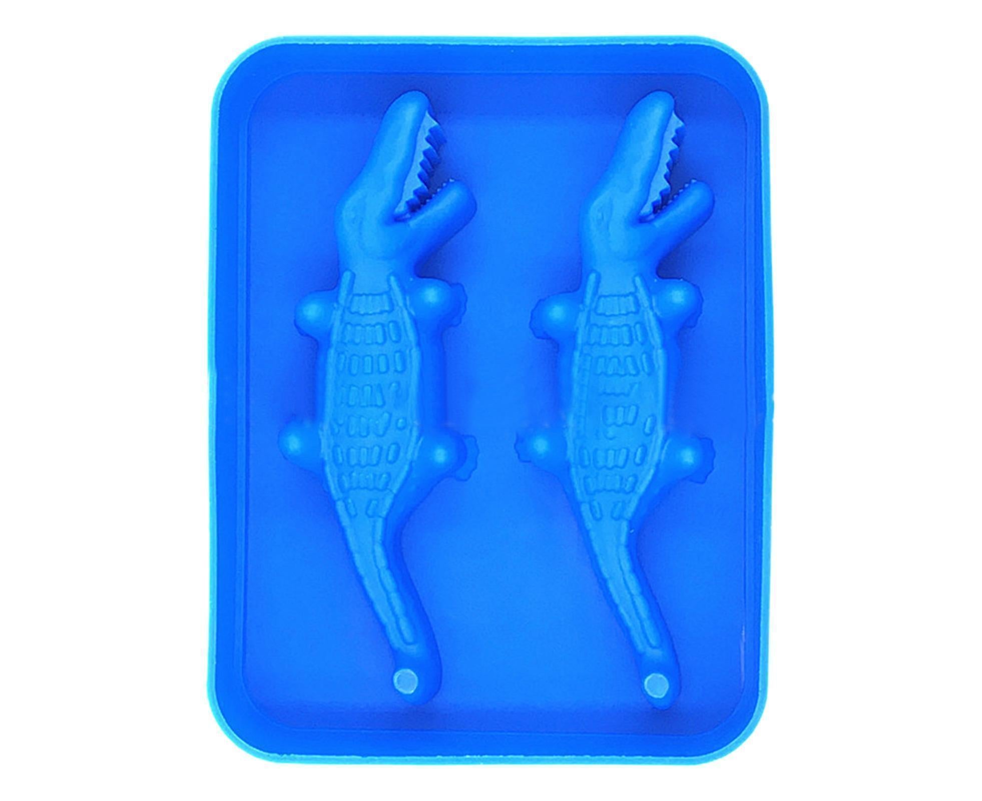 Ice Mould Tray Creative 3D Crocodile Shape Silicone Mold-Dark Blue