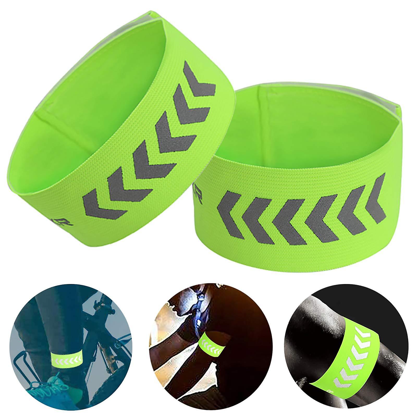 2pcs Reflective Wristbands, High Visibility Running Armbands, Reflective Strap Gear