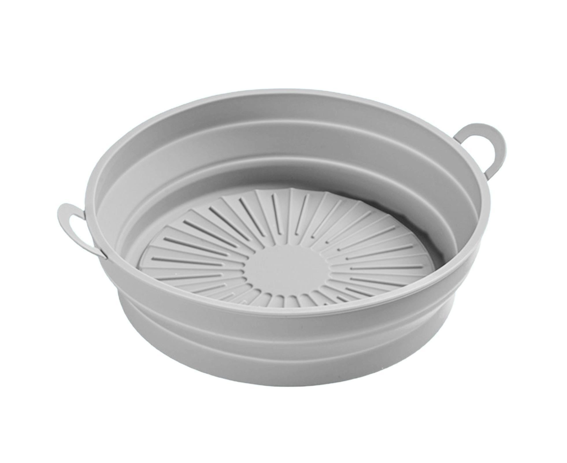 Air Fryers Bakeware Foldable Silicone Grill Pan -Grey 8.5inch
