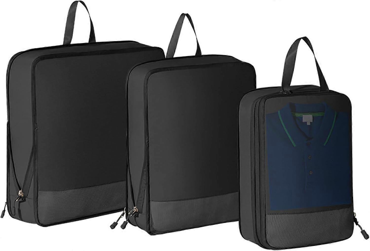 3pcs Compression Packing Cubes Expandable Luggage Organizers for Travel