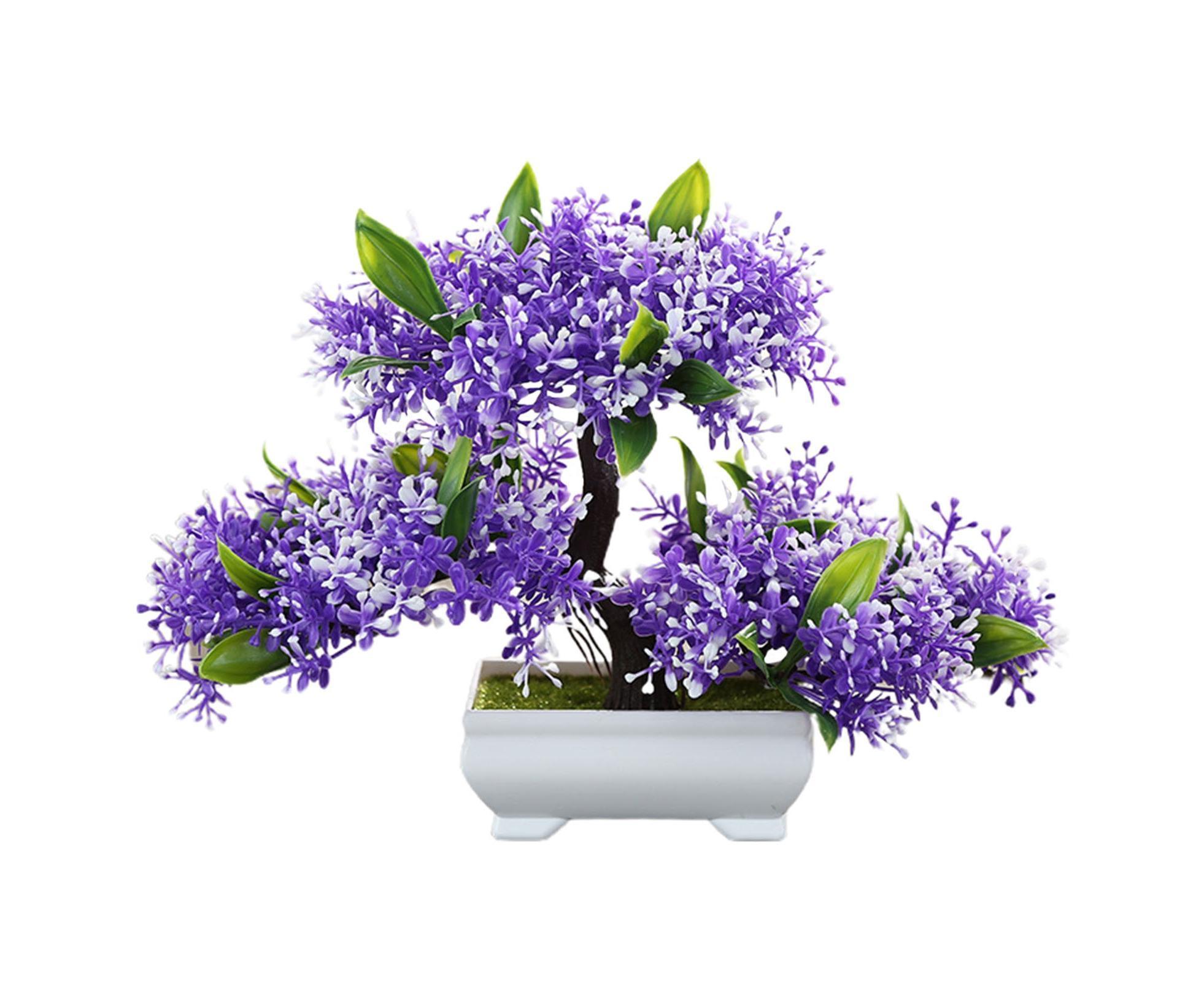 Artificial Plant Eye-catching Anti-fade Plastic Desktop Fake Potted Plants Ornaments for Home-Purple