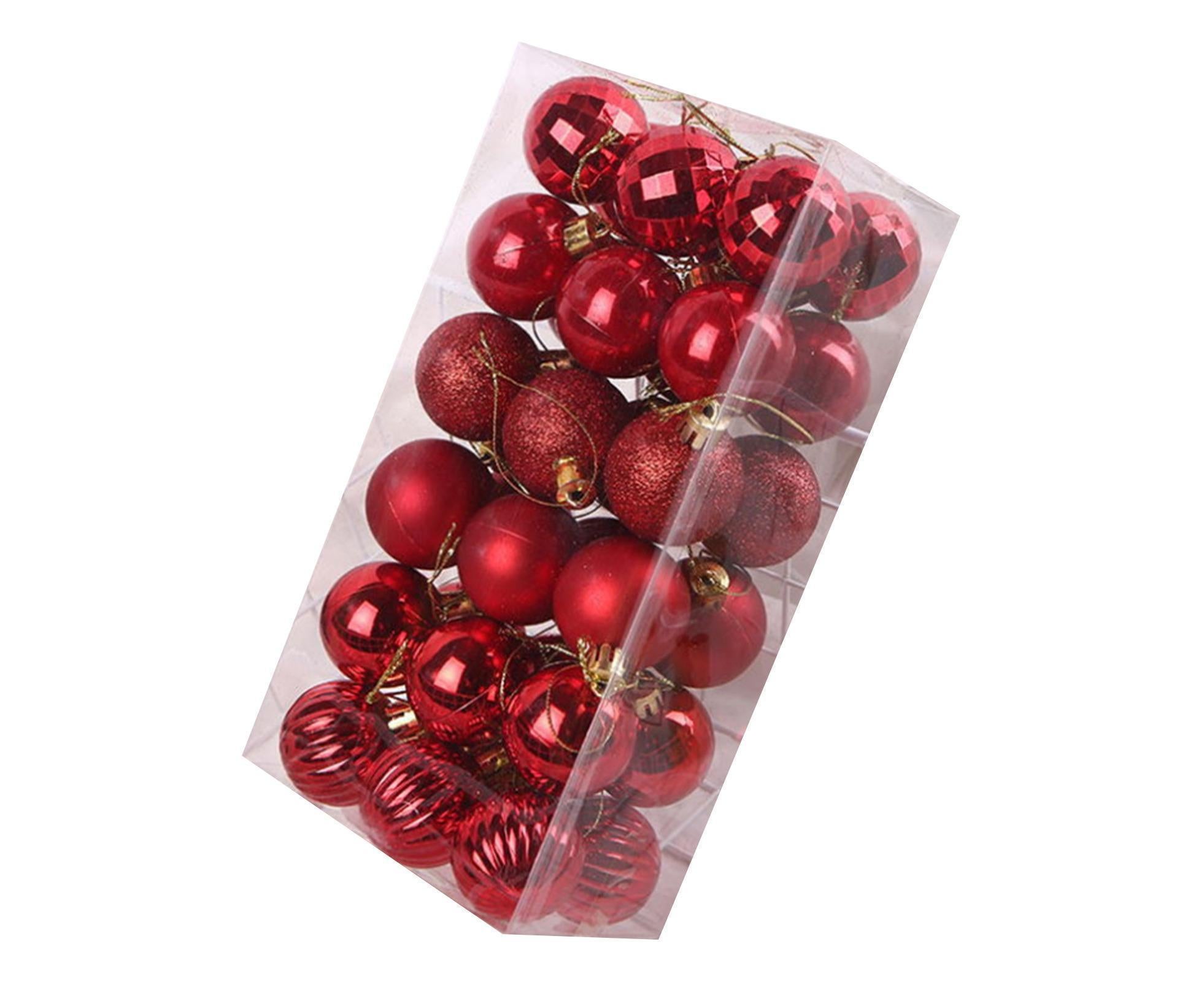 36Pcs Christmas Tree Balls Festival Home Party Mall Xmas Hanging Decor Ornament-Red