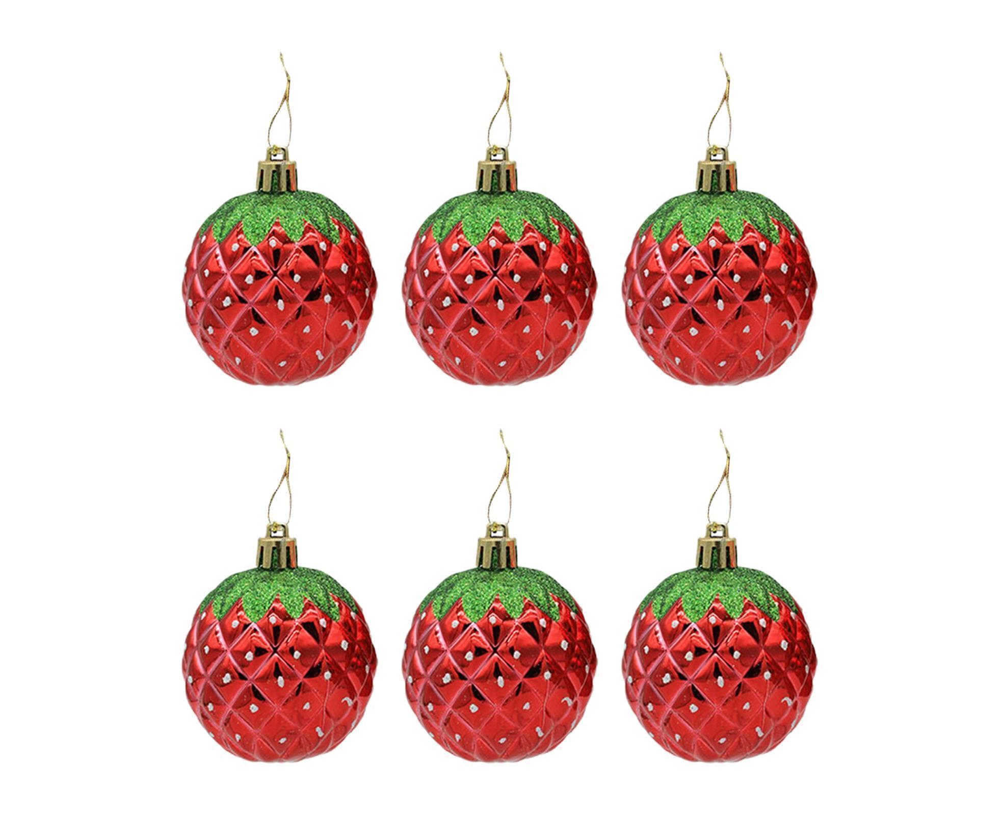 6Pcs Strawberry Ball Pendants-8 cm