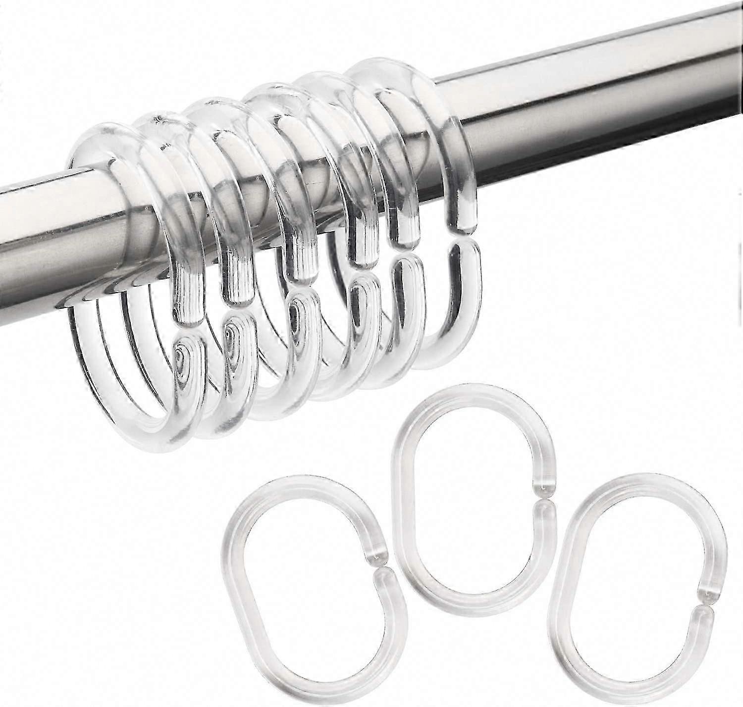 24pcs Plastic Shower Curtain Hooks Rings Bathroom Curtain Hooks