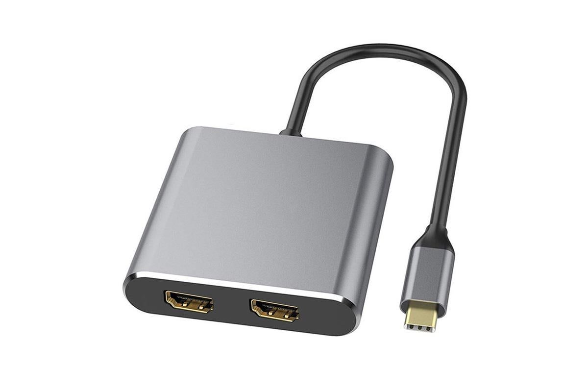 USB C to Dual HDMI Adapter 4K@30Hz Splitter for 2 Monitors Laptop