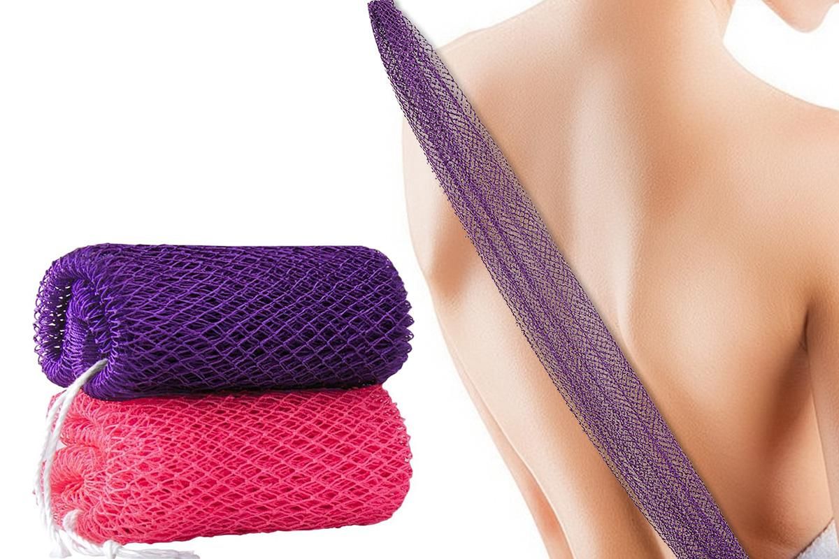 2PCS African Net Sponge Body Scrubber for Exfoliating and Bathing - Purple & Pink