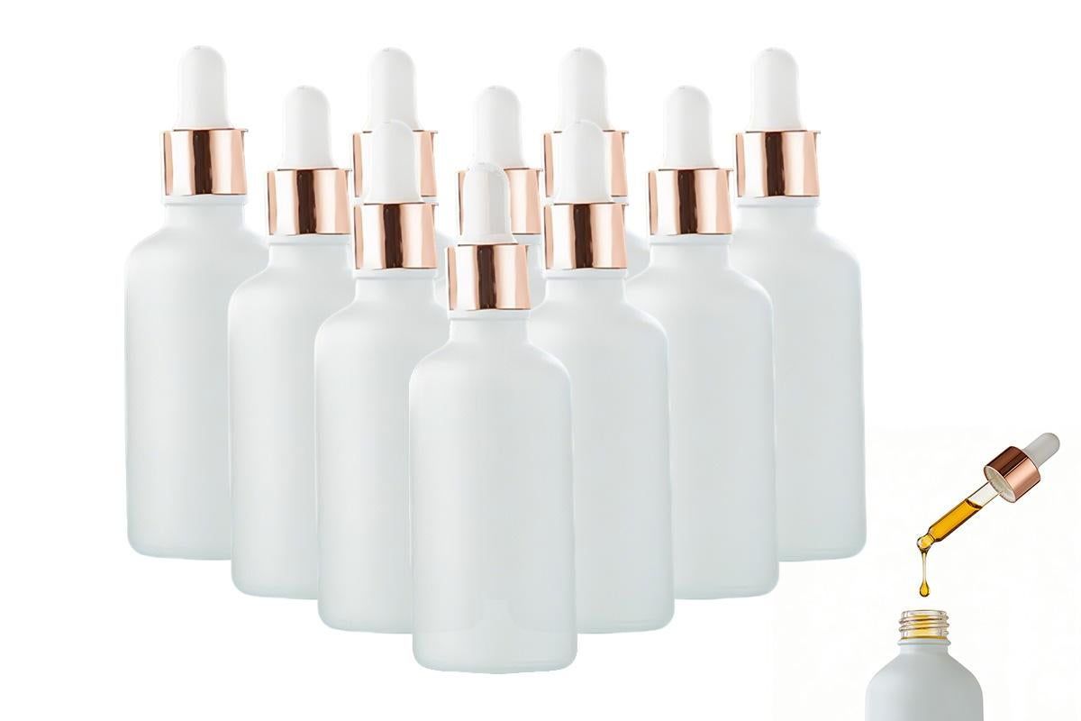 10 Pack Glass Dropper Bottles Rose Gold Caps for Essential Oils - 15ml