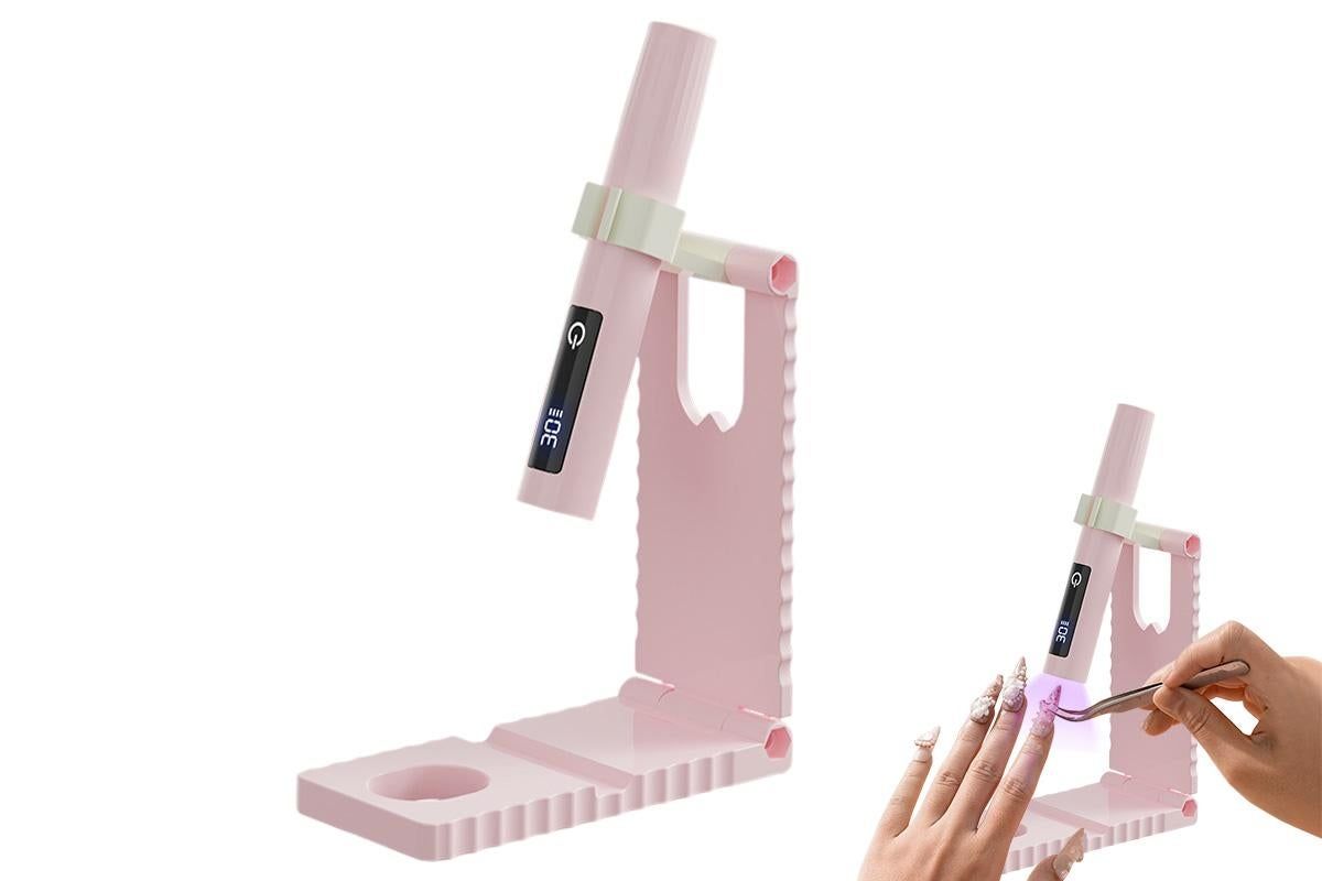 Portable Touch Nail Lamp - Cordless Mini LED Gel Curing UV Light with Timer - Pink
