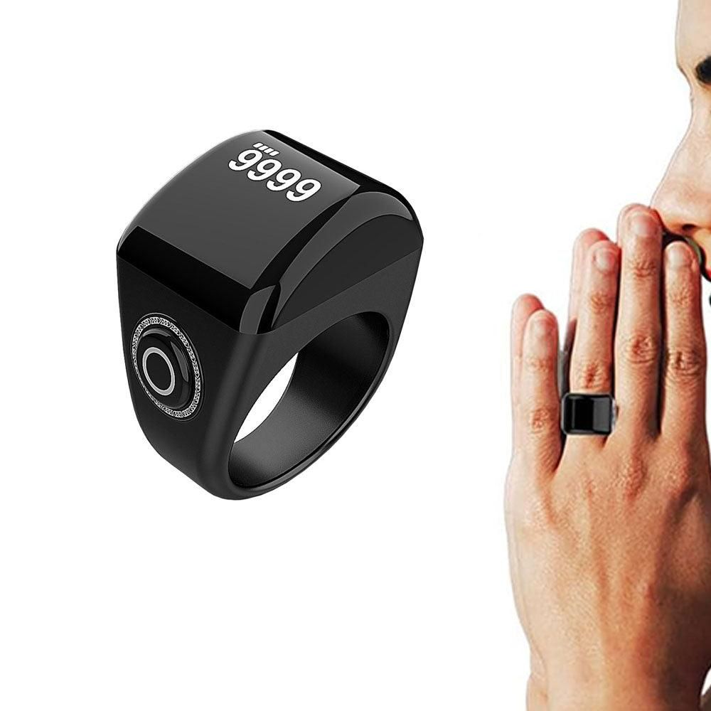 Bluetooth Smart Counter Ring - Digital Tasbih Tally Clicker with Alarm Clock Black - M