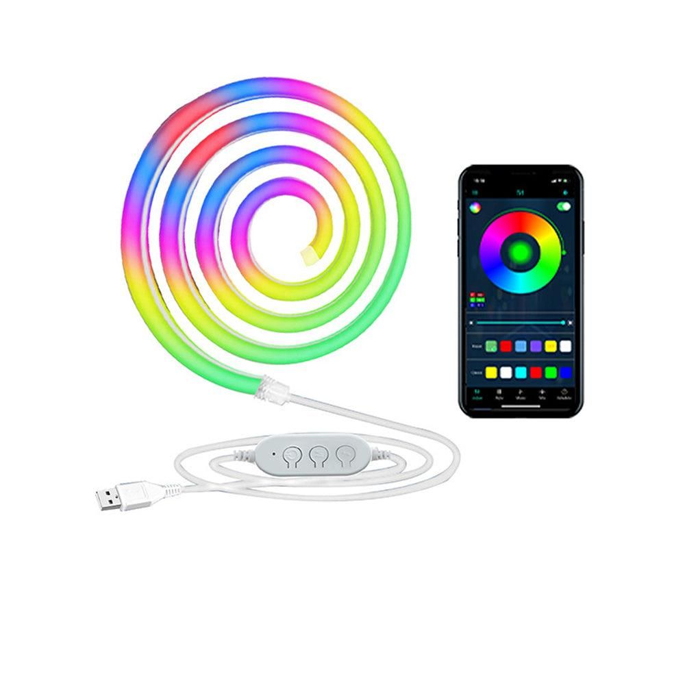 1 Set USB Neon LED Strip Light Music Sync Color Changing for Room Decor 1 m
