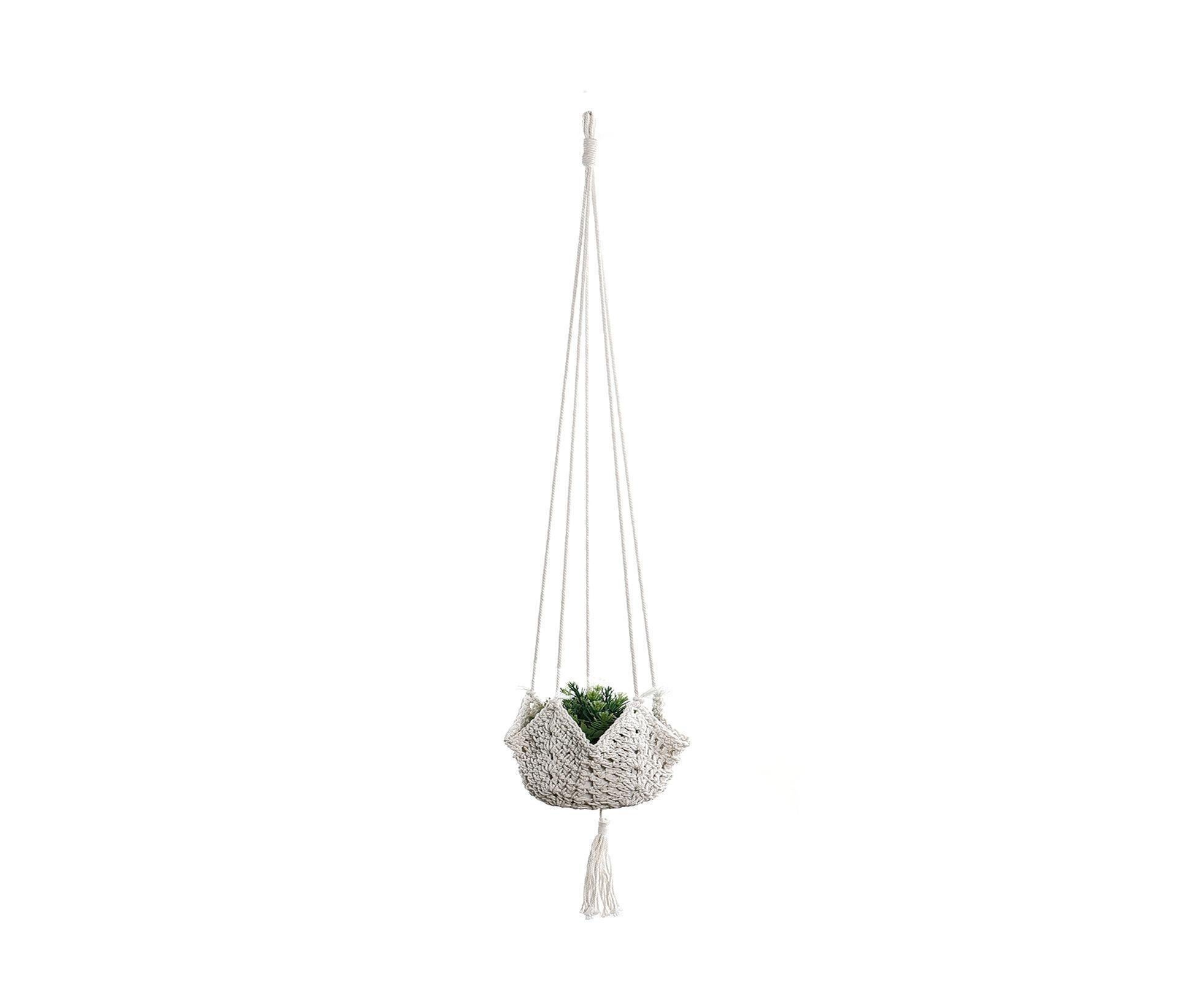 Handmade Woven Cotton Rope Hanger-Beige