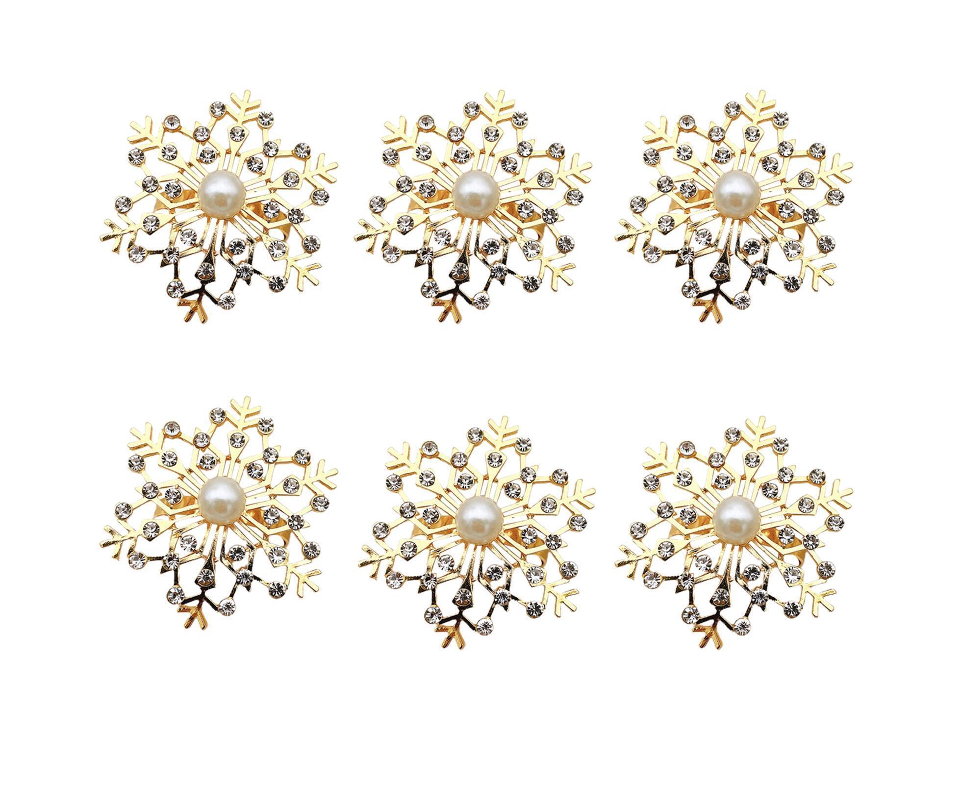 6Pcs Snowflake Napkin Ring Creative Clip-Golden