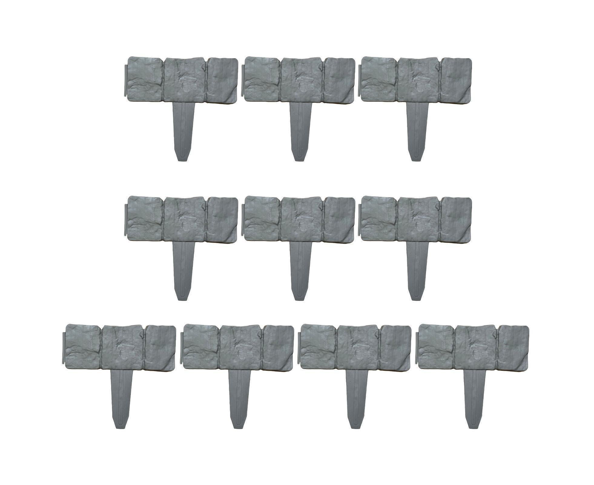 10pcs Garden Edging Border Faux Stone - Grey